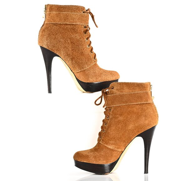 Michael Kors Vanessa Bootie in Genuine Dark Caramel Suede Size 7.5 - Picture 1 of 11